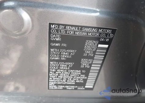 2018 Nissan Rogue Sv from USA, damaged, VIN KNMAT2MTXJP588591